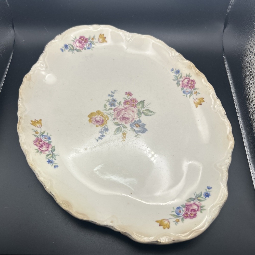 Vintage Oval Serving Platter Floral Cottage Core Grandmas USA‎